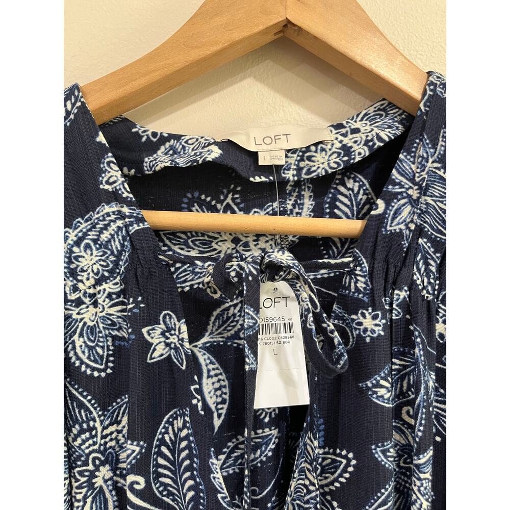 LOFT Paisley Bow Pocket Boho Maxi Dress Blue NWT Size Large - Picture 10 of 12